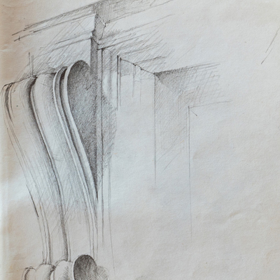 Medici Chapel detail, drawn by Francis Terry, pencil, 1990.