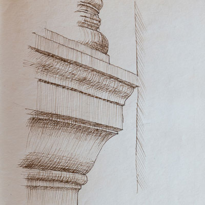 San Giorgio, Venice detail, drawn by Francis Terry, pen and ink, 1988.