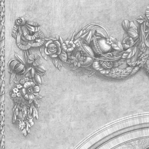 Full size Swag. Tapestry Drawing Room, Castle Howard.  Drawn by Francis Terry 2023