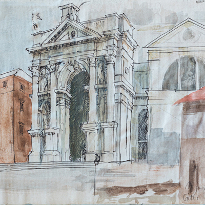 Santa Maria della Salute, watercolour by Francis Terry, 1987.