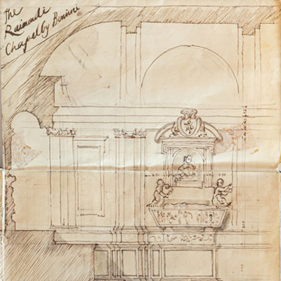 The Raimondi Chapel, Rome, drawn by Francis Terry, pen and ink, 1991.