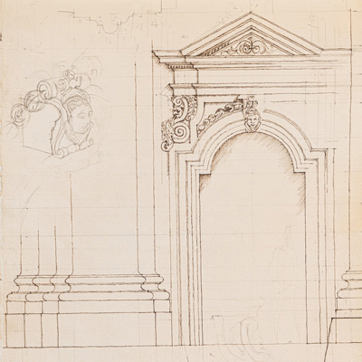 Il Duomo, Syracuse, drawn by Francis Terry, pen and ink, 1992.