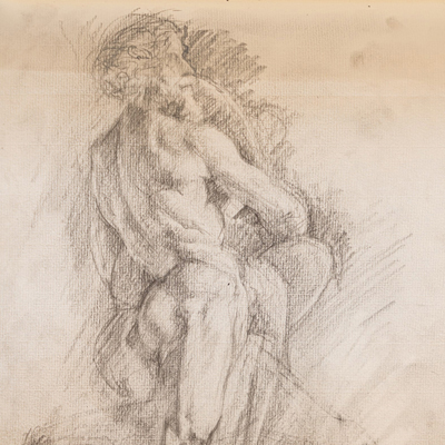 Bernini’s Pluto, drawn by Francis Terry, pencil, 1993.