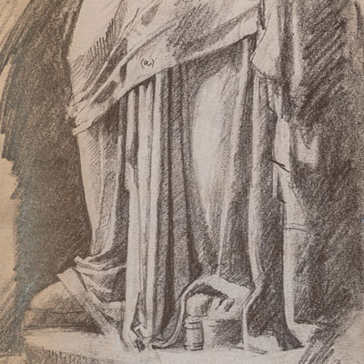 Hellenistic statue from the British Museum, drawn by Francis Terry, pencil, 1995.