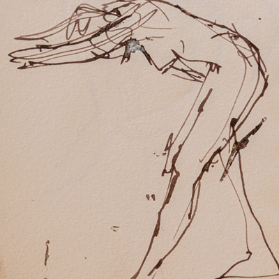 Life drawing, drawn by Francis Terry, pen and ink, 1999.