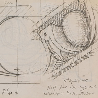 Egg and dart, drawn by Francis Terry, pencil, 2009.