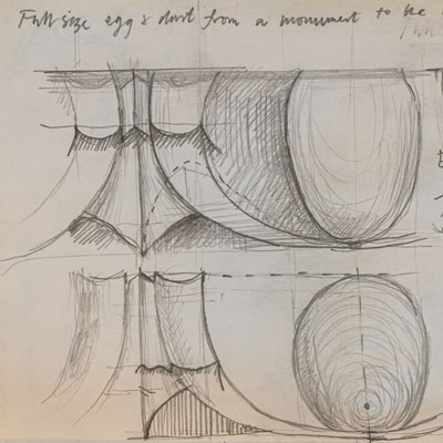 Egg and dart, drawn by Francis Terry, pencil, 2008.