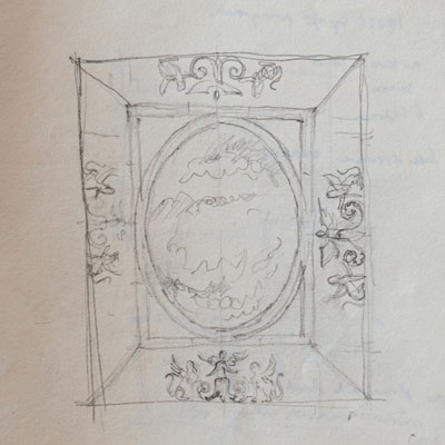 Downing College Theatre, drawn by Francis Terry, pencil, 2008.