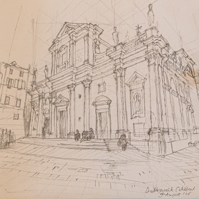 Dubrovnik Cathedral, drawn by Francis Terry, pencil, 2005.