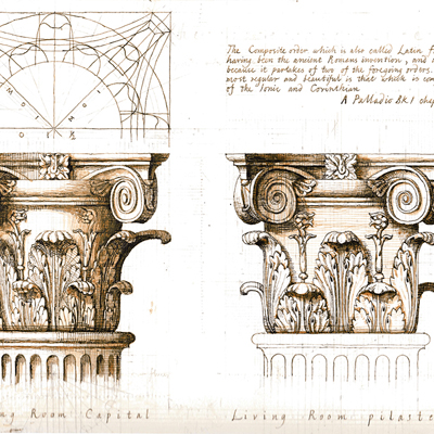 Composite Capitals. Drawn by Francis Terry. Ink on paper, 2004.