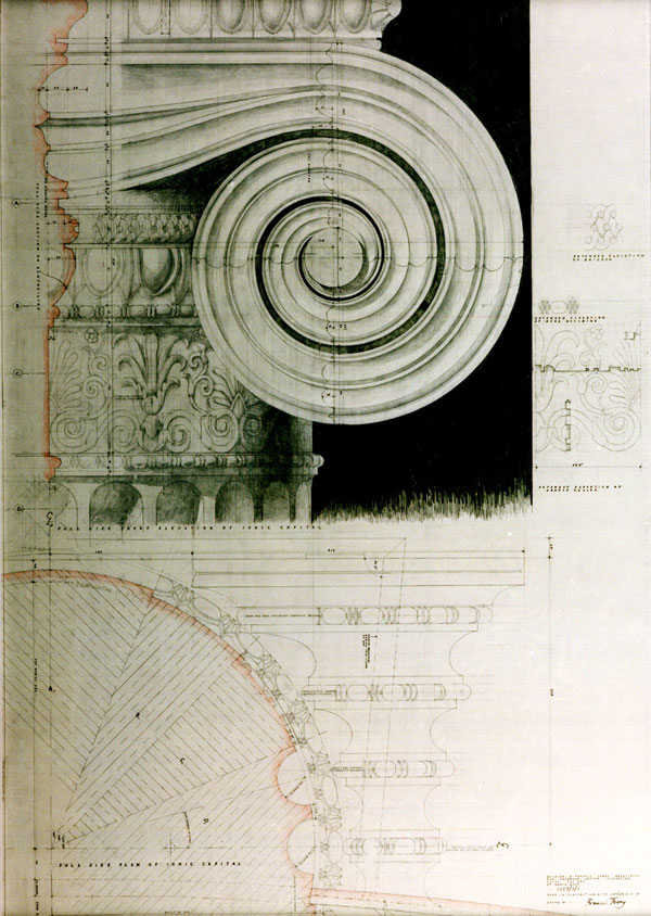 Full size drawing of capital by Francis Terry