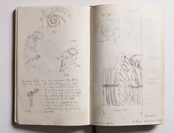 Francis Terry measured drawings of Corinthian capitals at St Pauls