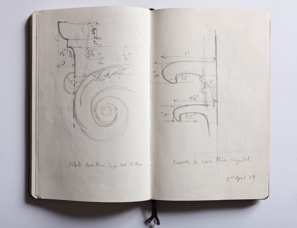 Francis Terry measured drawings of Corinthian capitals at St Pauls