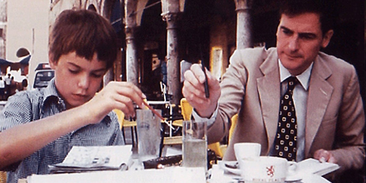 Quinlan and Francis Terry sketching in Ascoli Piceno, Italy, 1983