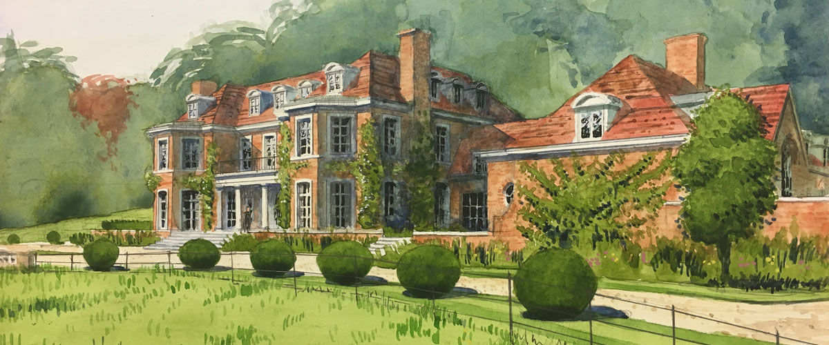 Weild Wood Estate Main House Watercolour