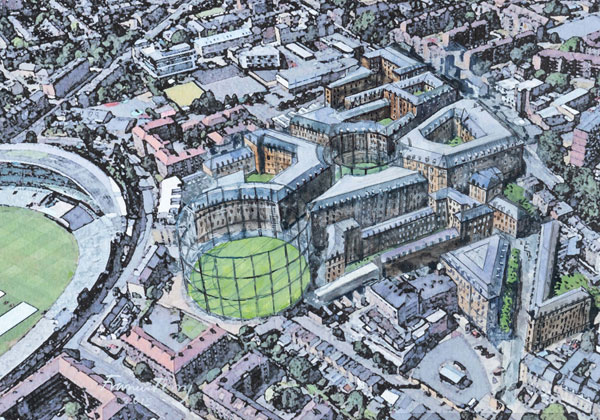 Birds Eye View of Little Oval Proposal