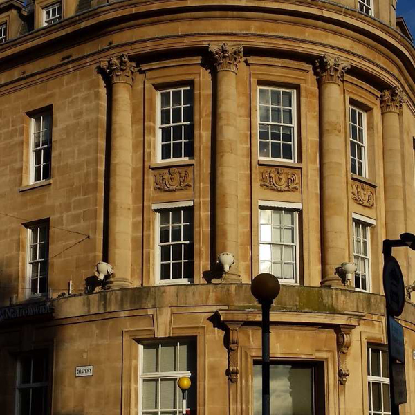 Facades showing the rich architecture history of Northampton.