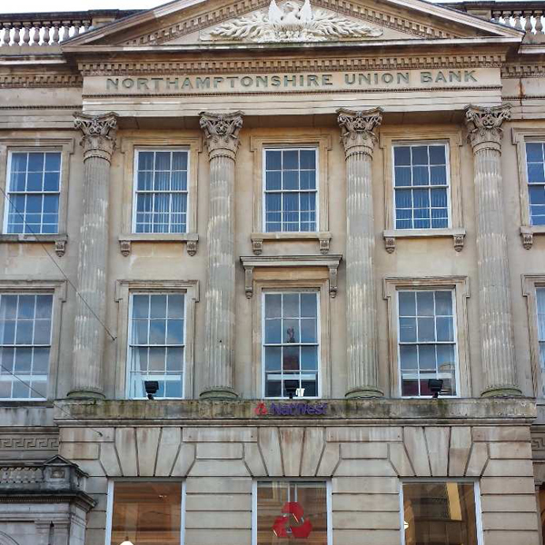 Facades showing the rich architecture history of Northampton.