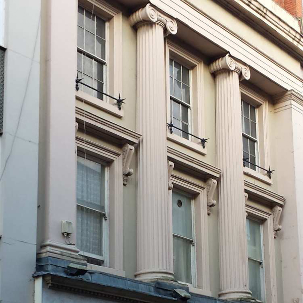 Facades showing the rich architecture history of Northampton.